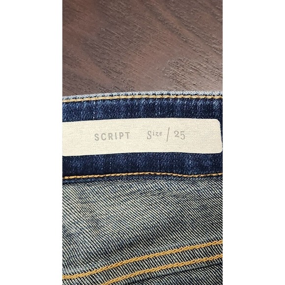 Pilcro and the Letterpress Womens Distressed Dark Wash Script Skinny Jeans Sz 25 - Picture 4 of 10